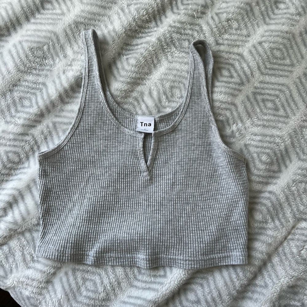 Aritzia TNA waffle notch crop top